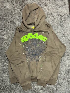 Spider OG Web Hoodie Green/Black Size M 'Sp5der' Graphic